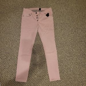 pink skinny jeans h&m button fly